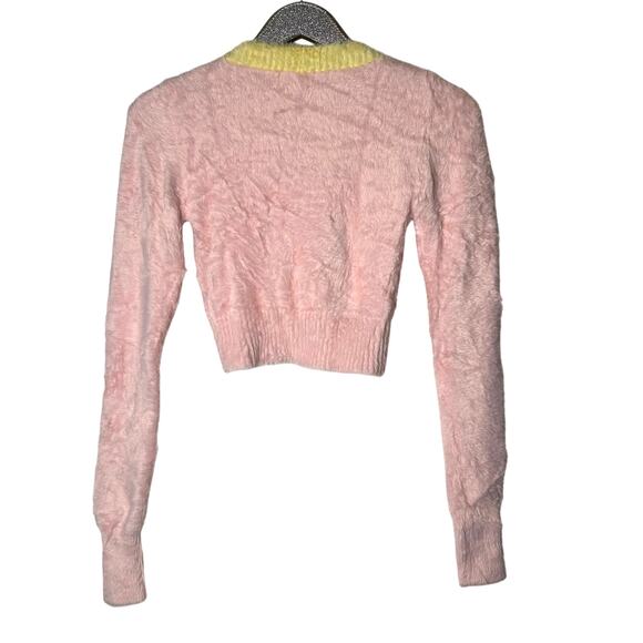 For Love & Lemons Sheila Cropped Cardigan Pink and Yellow - Picture 5 of 7